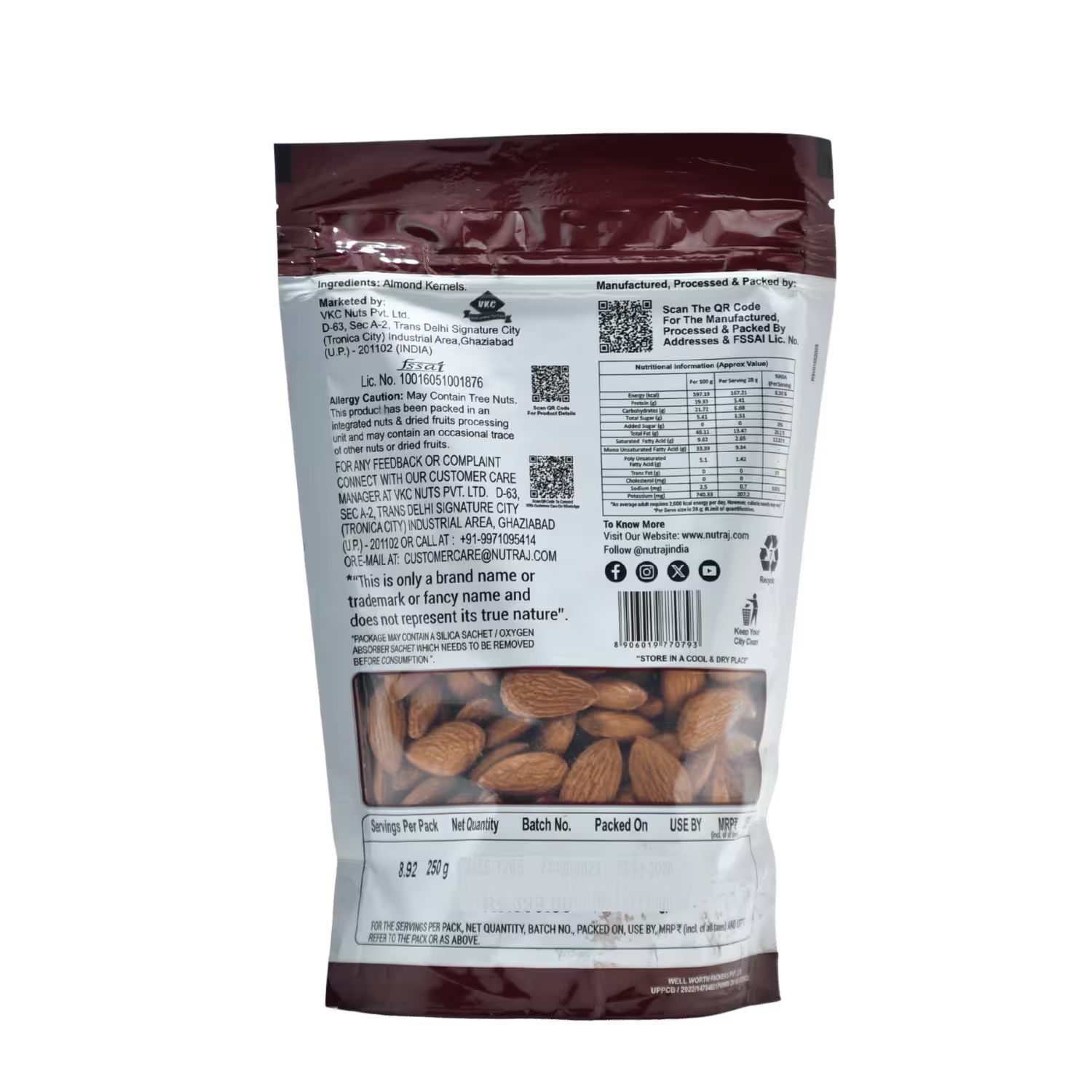 California almond Kernels Nutraj