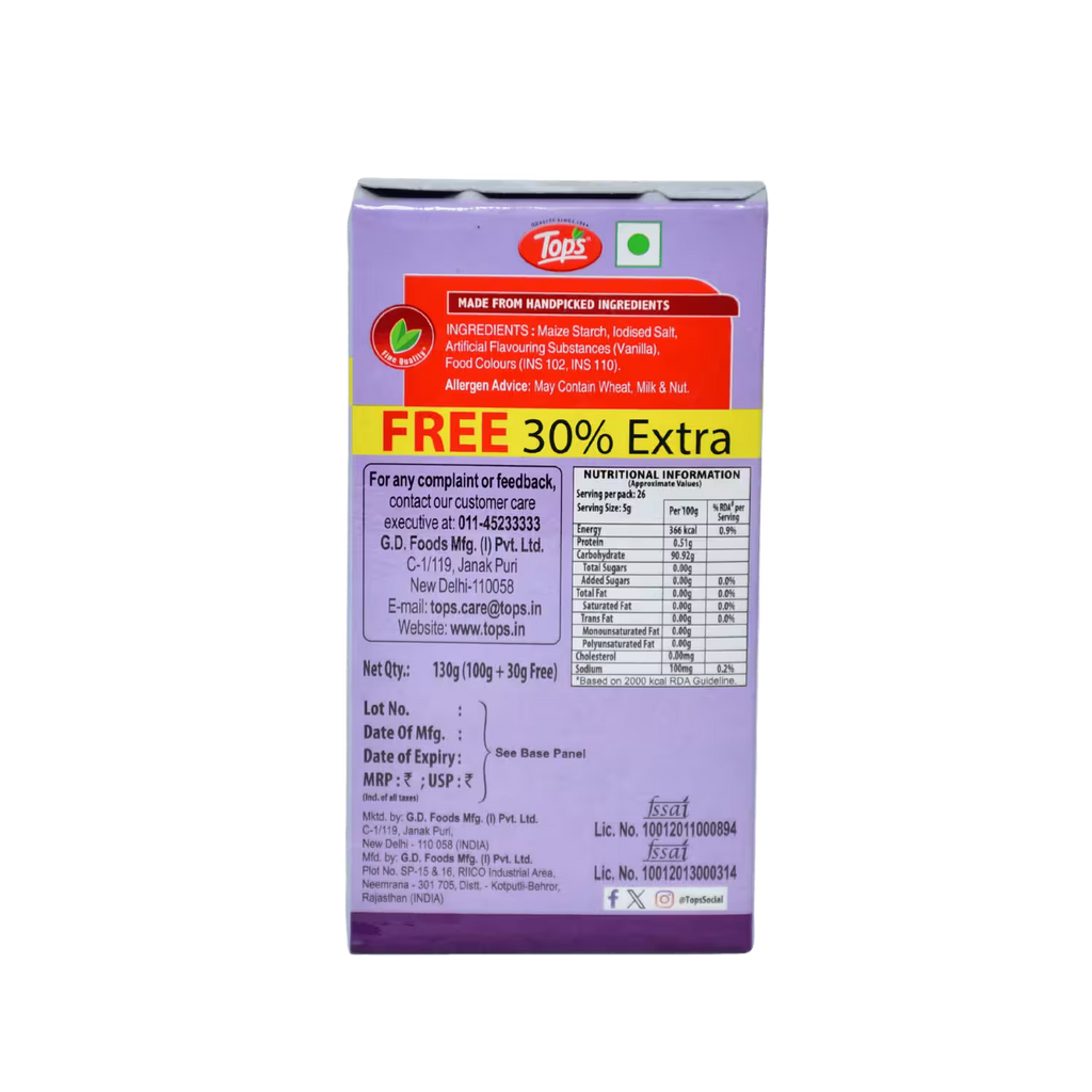 Custard Powder Tops Vanilla