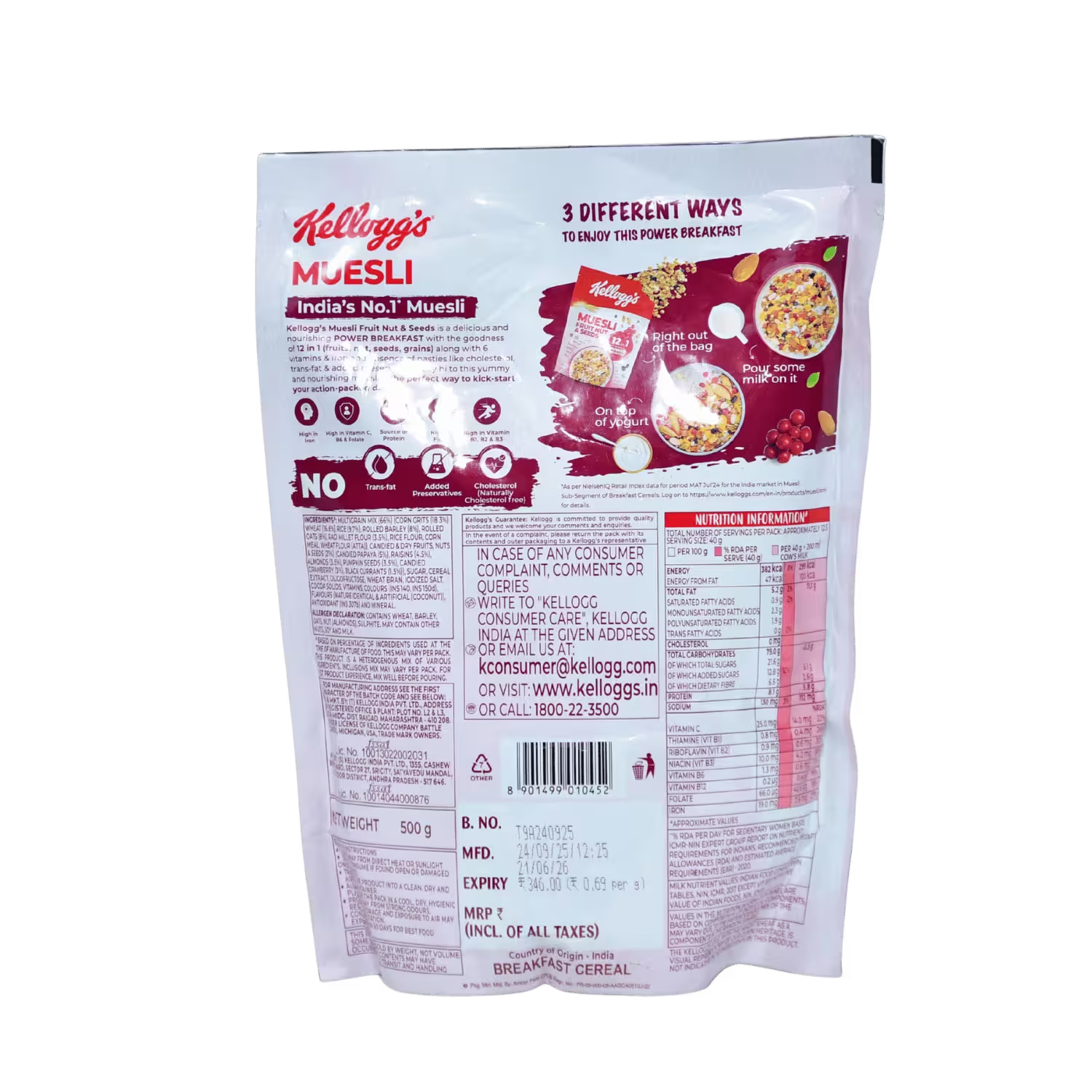 Muesli Fruit Nut and Seeds Kelloggs